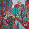 Folk Art Tree Diamond Paintings