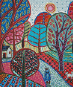 Folk Art Tree Diamond Paintings