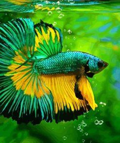 Green Siamese Fighting Fish Diamond Paintings