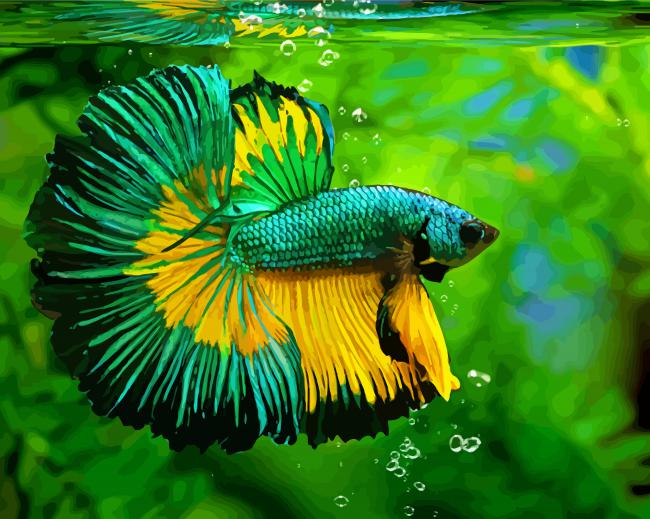 Green Siamese Fighting Fish Diamond Paintings