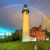 Lighthouse With Rainbow Diamond Paintings