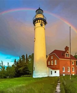 Lighthouse With Rainbow Diamond Paintings