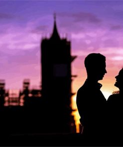 London Couple Silhouette Diamond Paintings