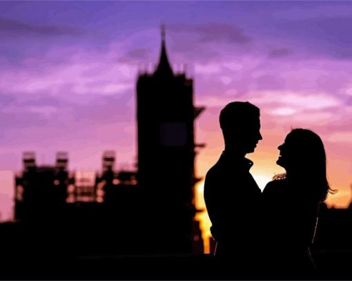 London Couple Silhouette Diamond Paintings