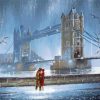 London Couple Under Rain Diamond Paintings