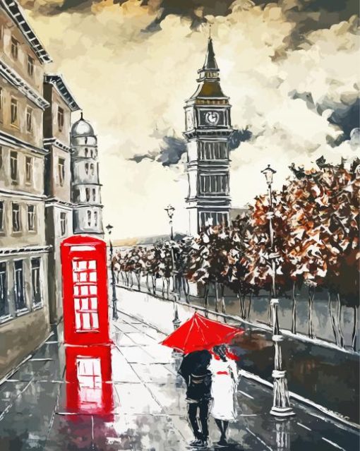 London Couple Walking Art Diamond Paintings