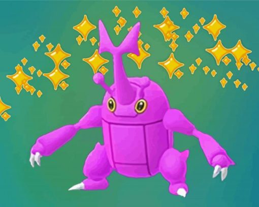 Purple Heracross Pokemon Diamond Paintings