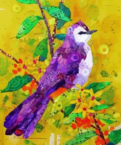 Purple Bird Collage Diamond Paintings