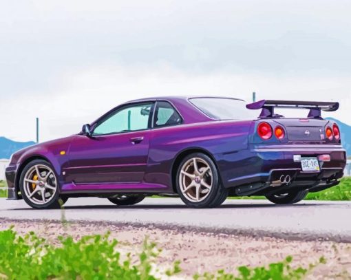 Purple Nissan Skyline Car Diamond Paintings