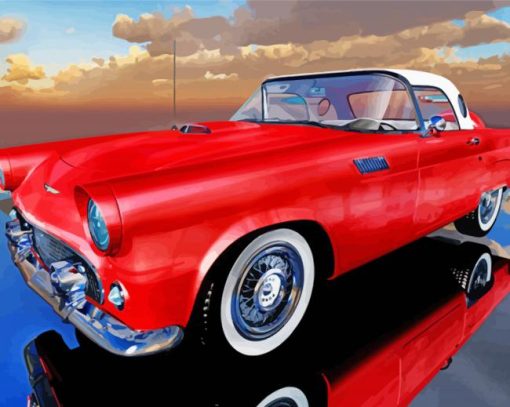 Red Tbird Car Diamond Paintings