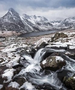 Snowy Mountain Stream Diamond Paintings