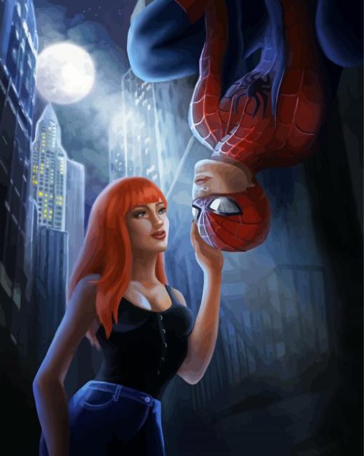 Spider Man And Mary Jane At Night Art Diamond Paintings