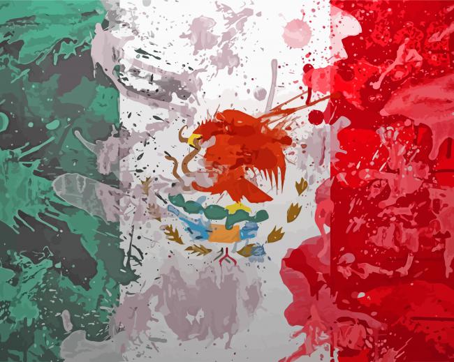 Splatter Mexican Flag Art Diamond Paintings