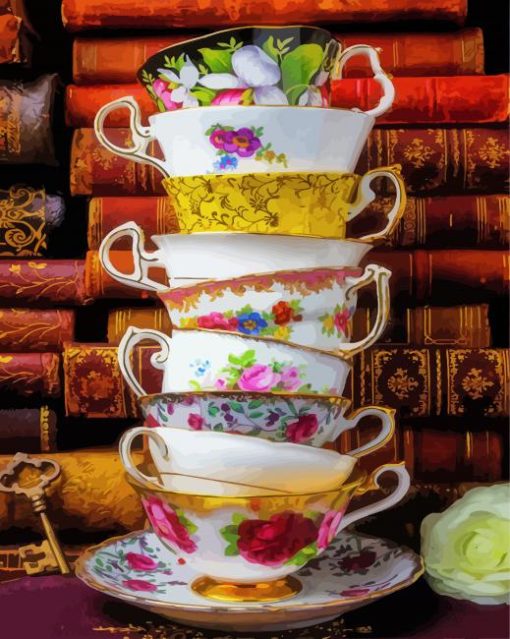 Stacked Teacups Diamond Paintings