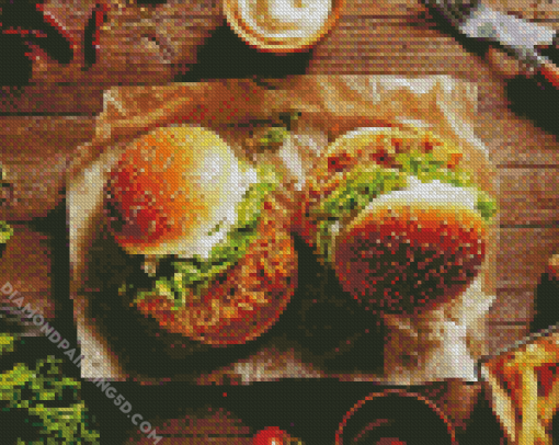 Tasty Burgers Diamond Paintings