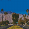 Trees In Between On Side Of Roads Palm Springs Diamond Paintings