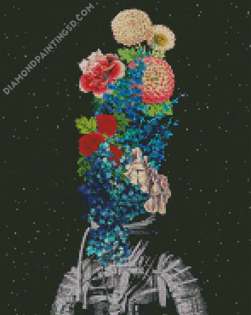 Astronaut And Flower Diamond Paintings