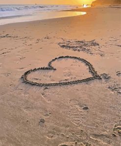 Beach Heart Sunset Diamond Paintings