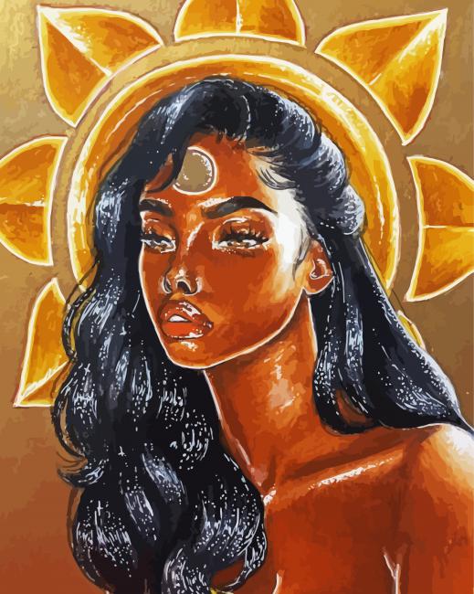 Black Goddess Of The Sun Diamond Paintings