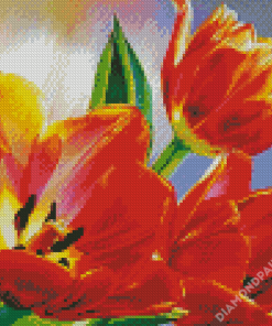 Blooming Orange Tulips Diamond Paintings