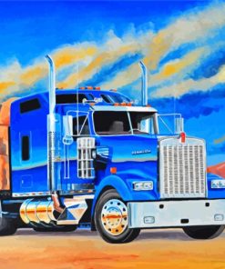 Blue Kenworth Truck Art Diamond Paintings