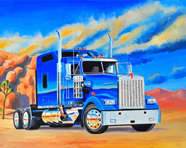 Blue Kenworth Truck Art Diamond Paintings