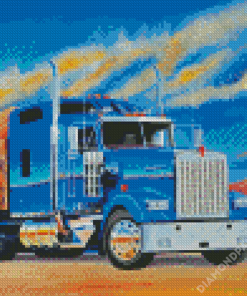 Blue Kenworth Truck Art Diamond Paintings