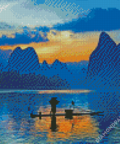 Chinese Landscape Mountains Silhouette Diamond Paintings