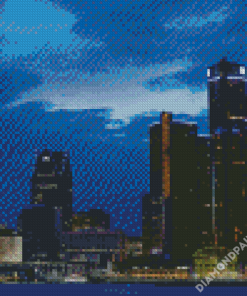 Detroit Skyline Michigan Diamond Paintings