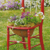 Flowers in Red Chair Diamond Paintings