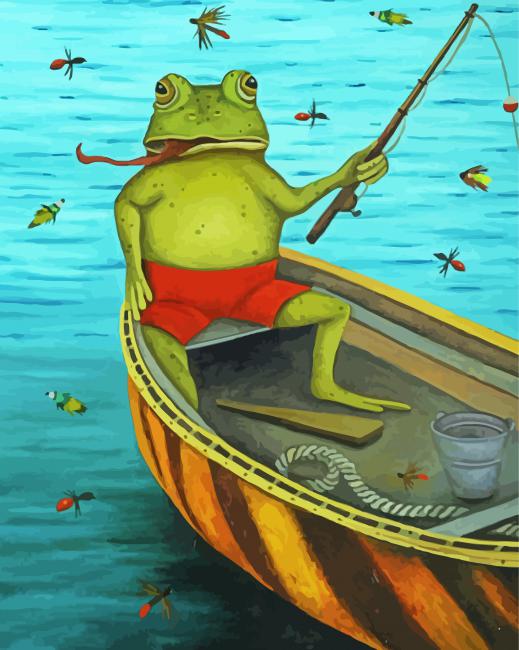 Fly Fishing Frog Diamond Paintings