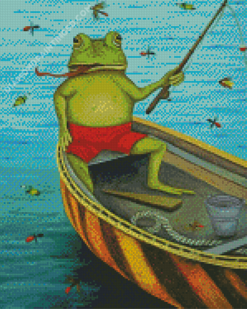 Fly Fishing Frog Diamond Paintings