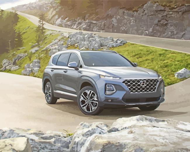 Grey Hyundai Santa Fe Car Diamond Paintings