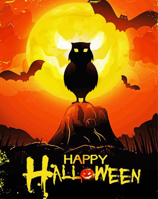 Halloween Owl Poster Diamond Paintings