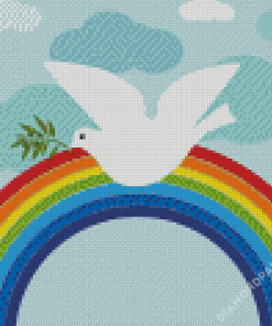 Illustration Rainbow With Dove Diamond Paintings