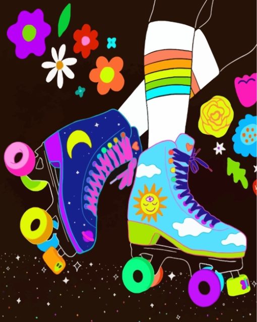 Illustration Roller Skate Diamond Paintings