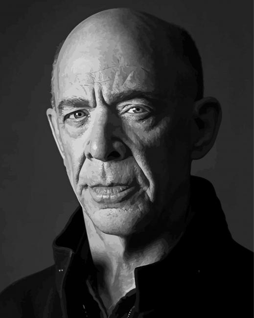 Jk Simmons in Black And White Diamond Paintings