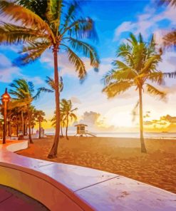 Lauderdale Beach At Sunset Diamond Paintings