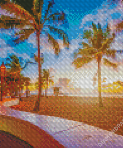 Lauderdale Beach At Sunset Diamond Paintings