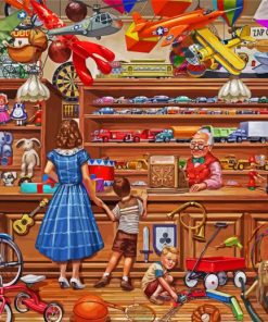 Mother And Son In Toy Shop Diamond Paintings