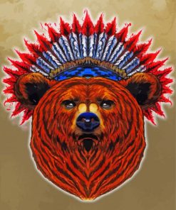 Native Bear Head Diamond Paintings