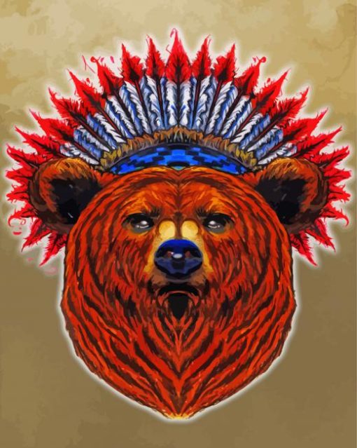 Native Bear Head Diamond Paintings