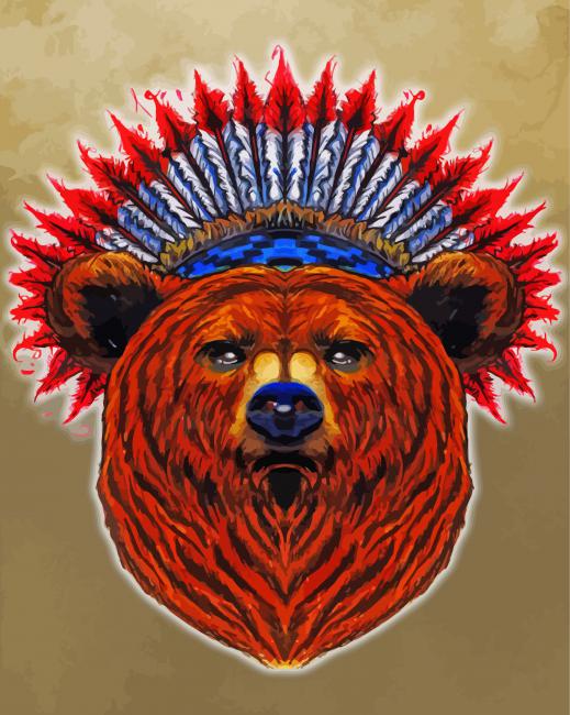 Native Bear Head Diamond Paintings