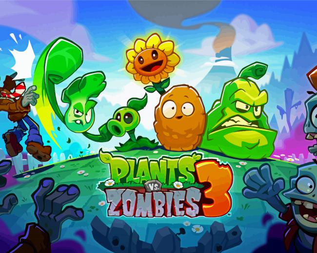 Plants Vs Zombies Game Poster Diamond Paintings