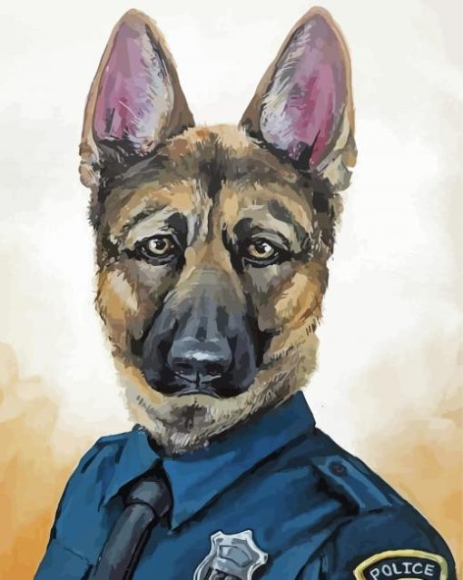 Police Dog In Suit Diamond Paintings