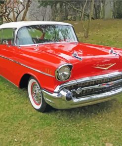 Red And White 57 Chevy Diamond Paintings