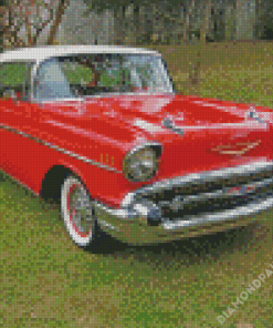 Red And White 57 Chevy Diamond Paintings