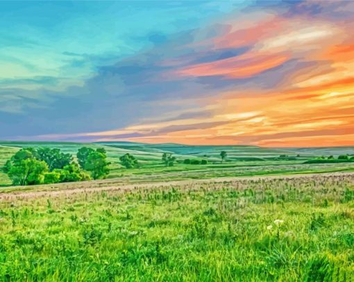 Sunset At Flint Hills Diamond Paintings