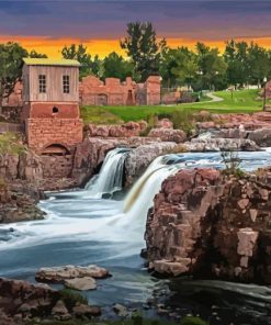 Sunset At Sioux Falls Dakota Diamond Paintings