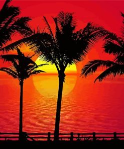 Sunset Palm Tree Diamond Paintings